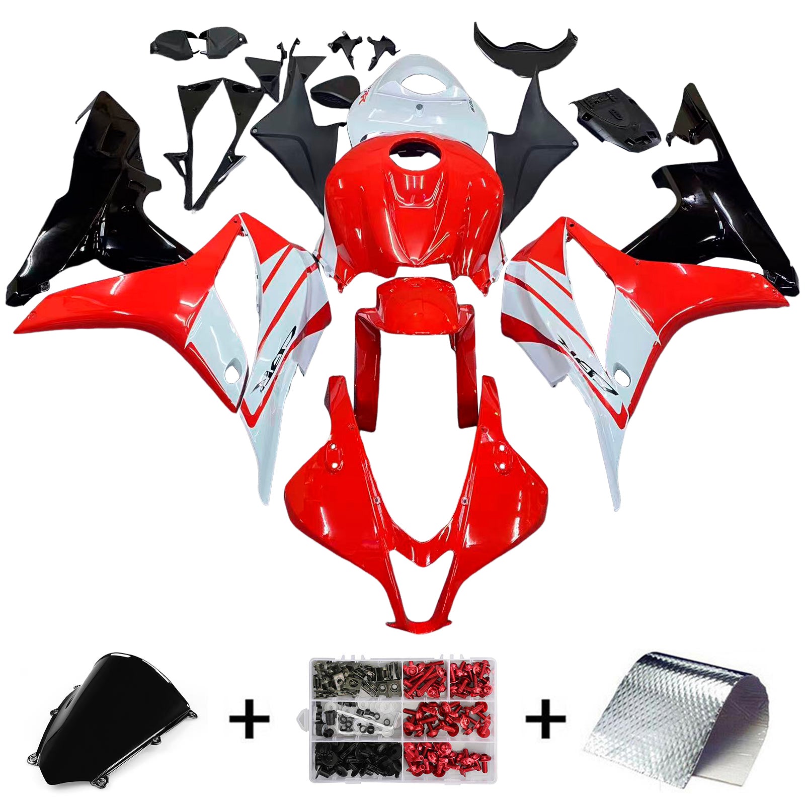 Amotopart 2007-2008 Honda CBR600RR Kit de carénage blanc rouge