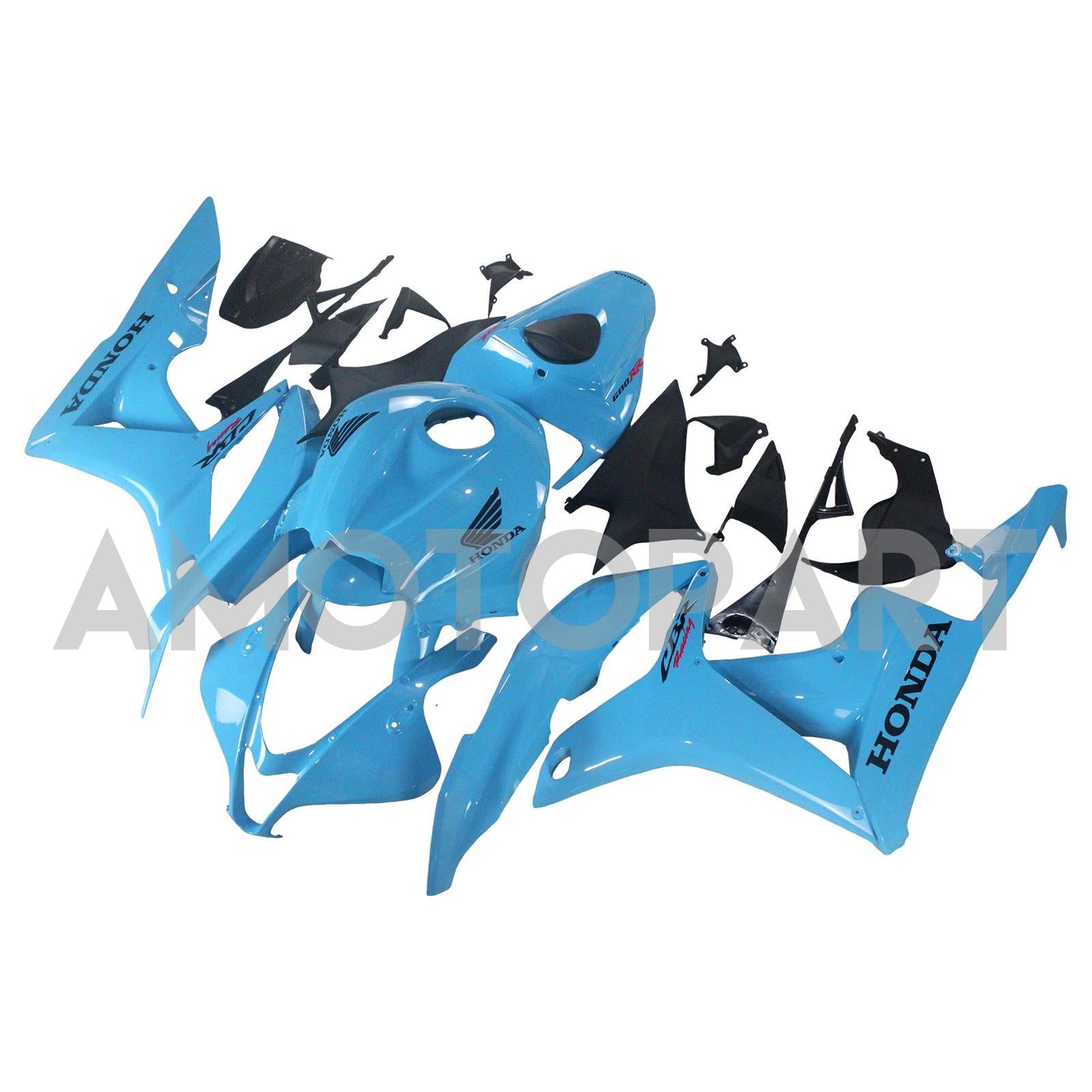 Amotopart 2007-2008 Honda CBR600RR Blue & Black Logo Fairing Kit