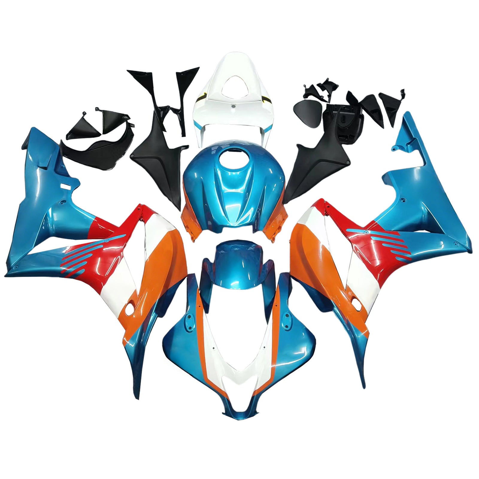 Amotopart 2007-2008 Honda CBR600RR Blue Orange White Fairing Kit