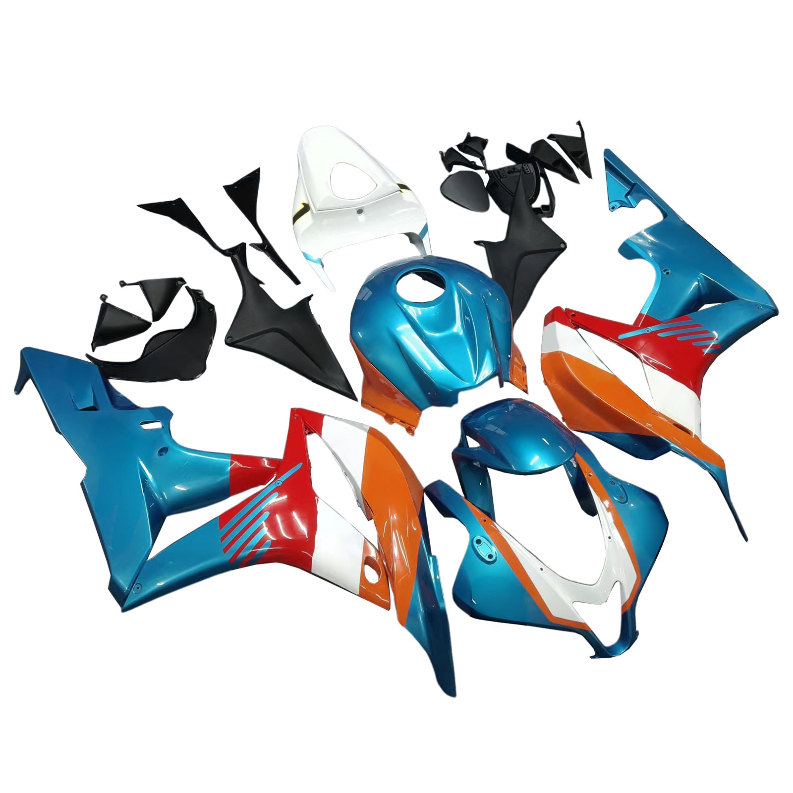Amotopart 2007-2008 Honda CBR600RR Blue Orange White Fairing Kit