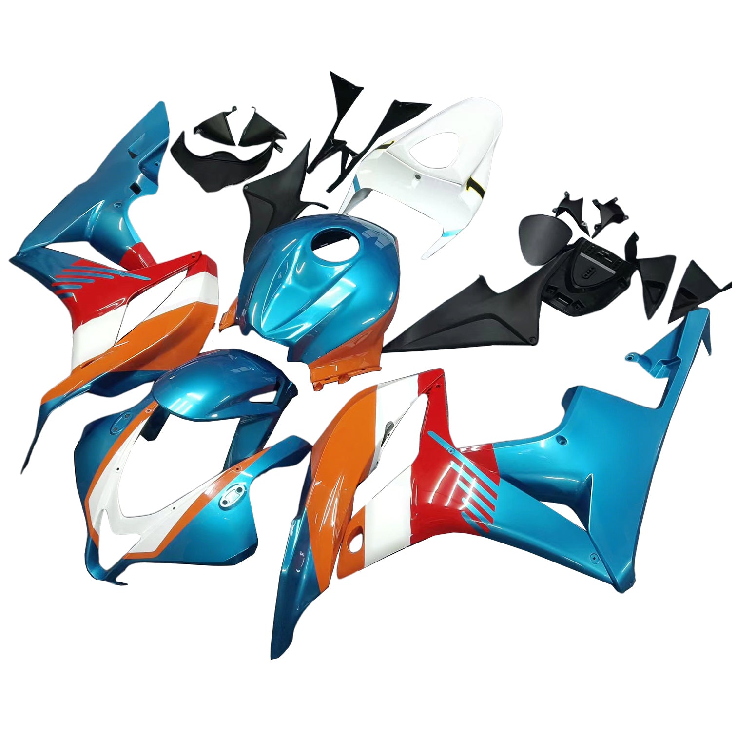 Amotopart 2007-2008 Honda CBR600RR Blue Orange White Fairing Kit