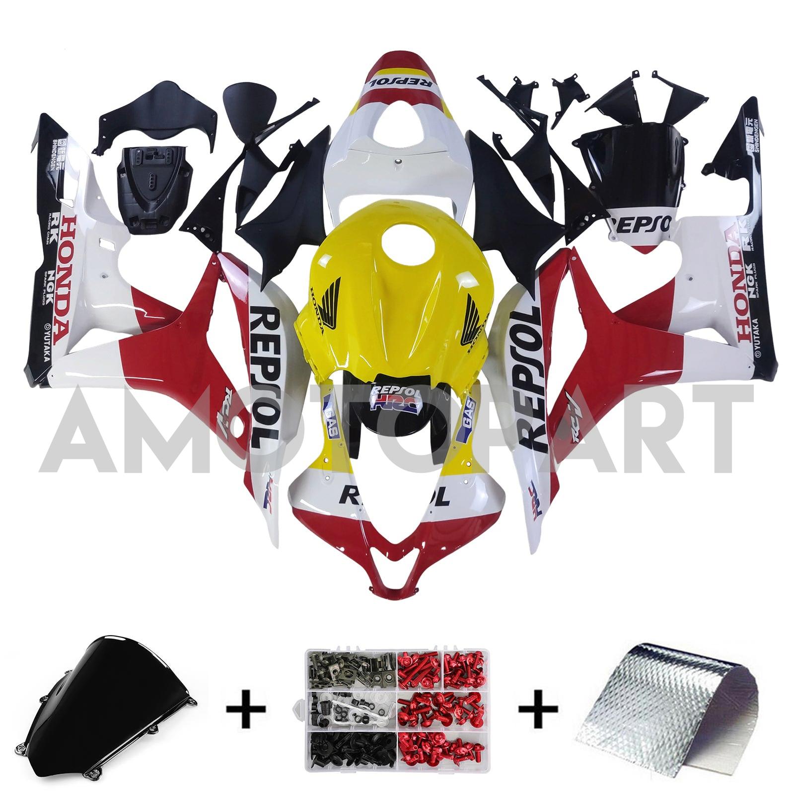 Amotopart 2007-2008 Honda CBR600RR Red Yellow White Fairing Kit