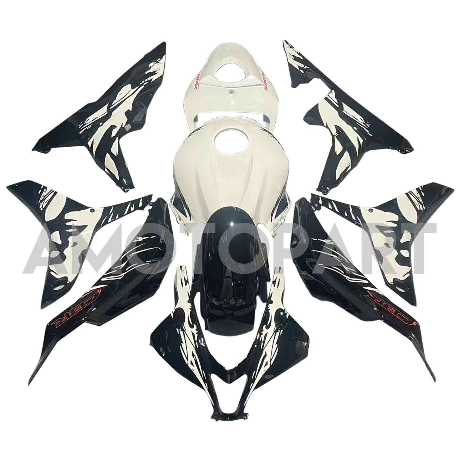 Amotopart 2007-2008 Honda CBR600RR Black White Fairing Kit