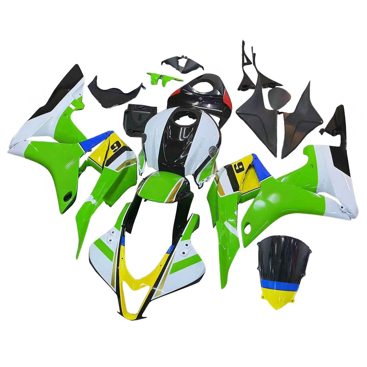 Amotopart 2007-2008 Honda CBR600RR Groene geel witte kuipkit
