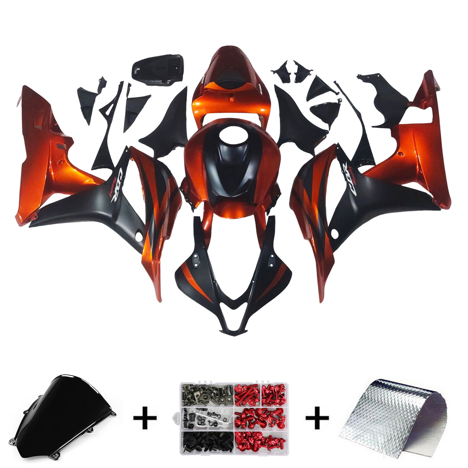 Amotopart 2007-2008 Honda CBR600RR RED BLACK PRAILING KIT