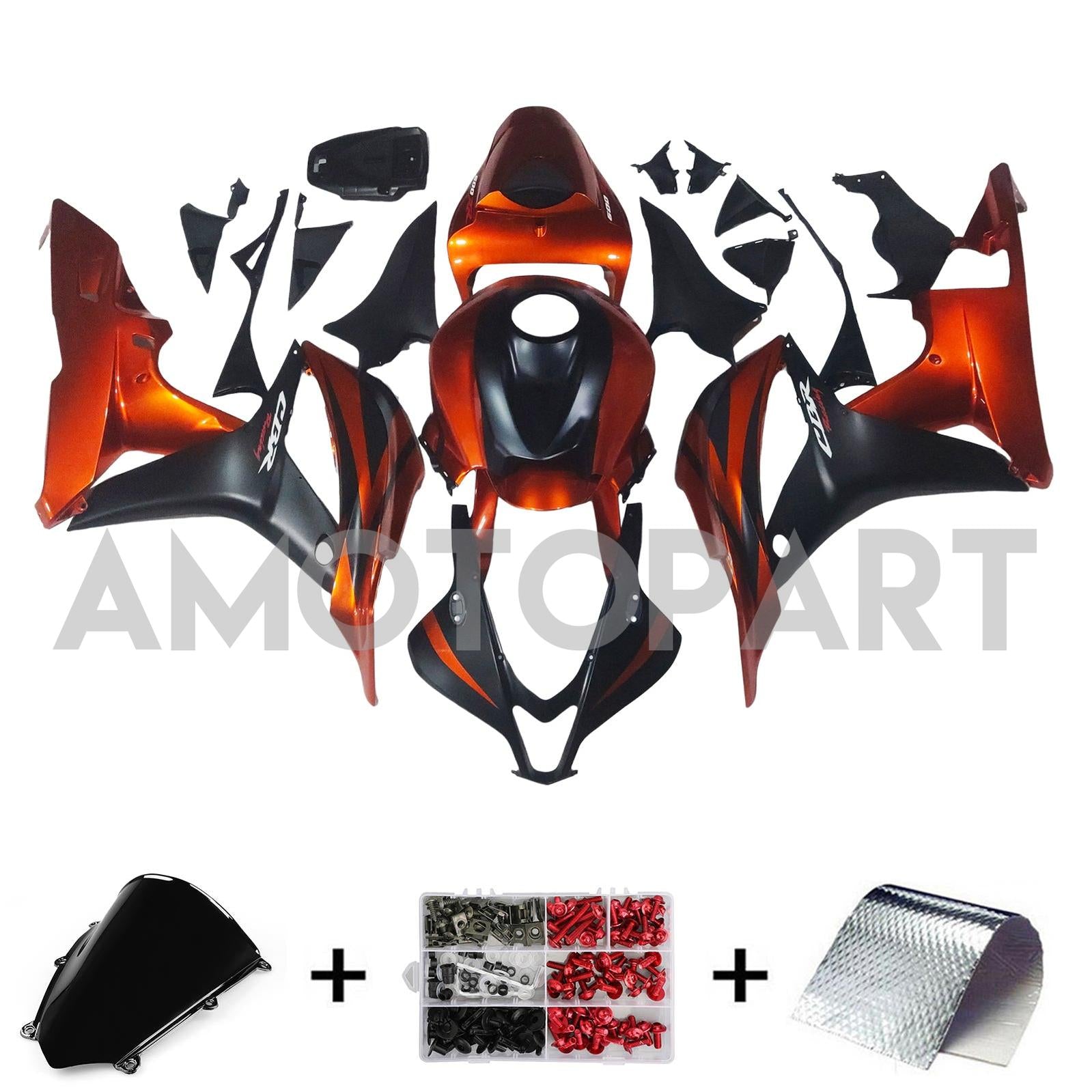 Amotopart 2007-2008 ホンダ CBR600RR レッド ブラック フェアリングキット