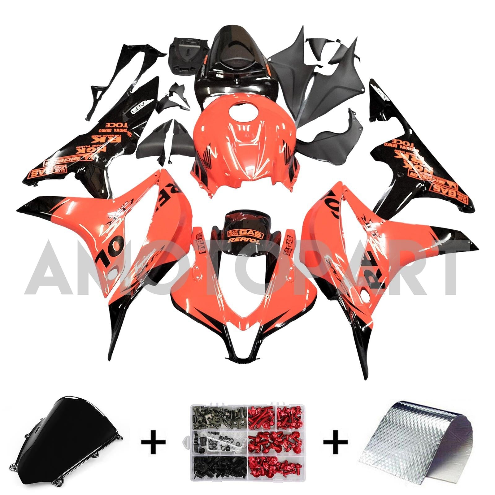Amotopart 2007-2008 Honda CBR600RR Orange&Black Fairing Kit