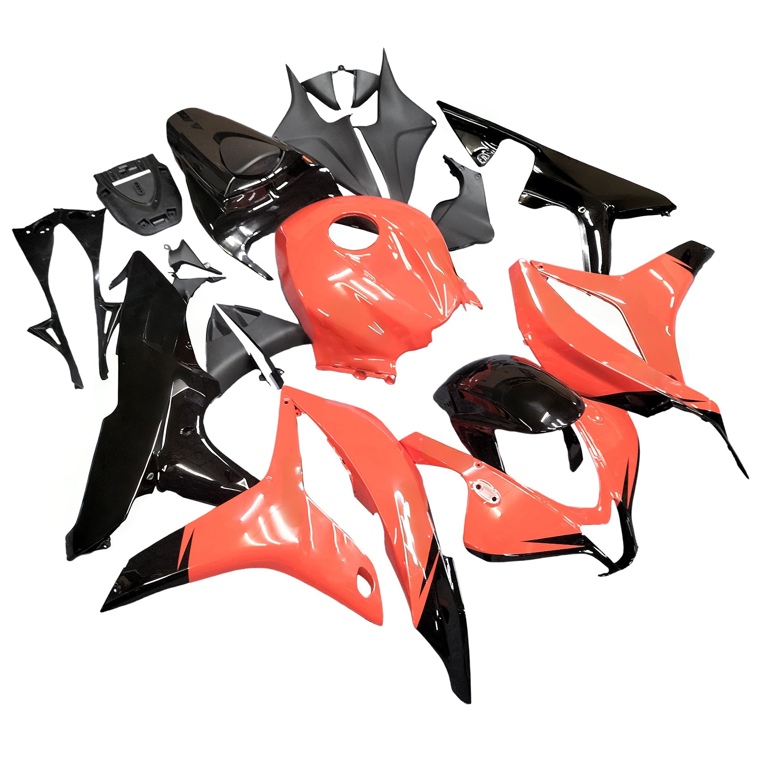 Amotopart 2007-2008 Honda CBR600RR Orange&Kit de carénage noir