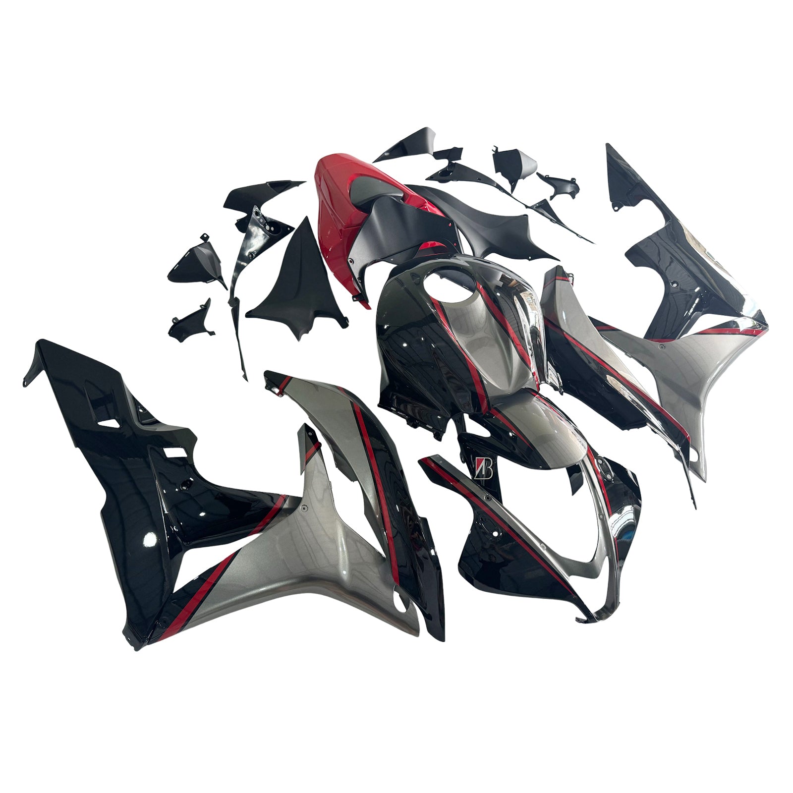 Amotopart 2007-2008 Honda CBR600RR Kit de carénage noir gris rouge