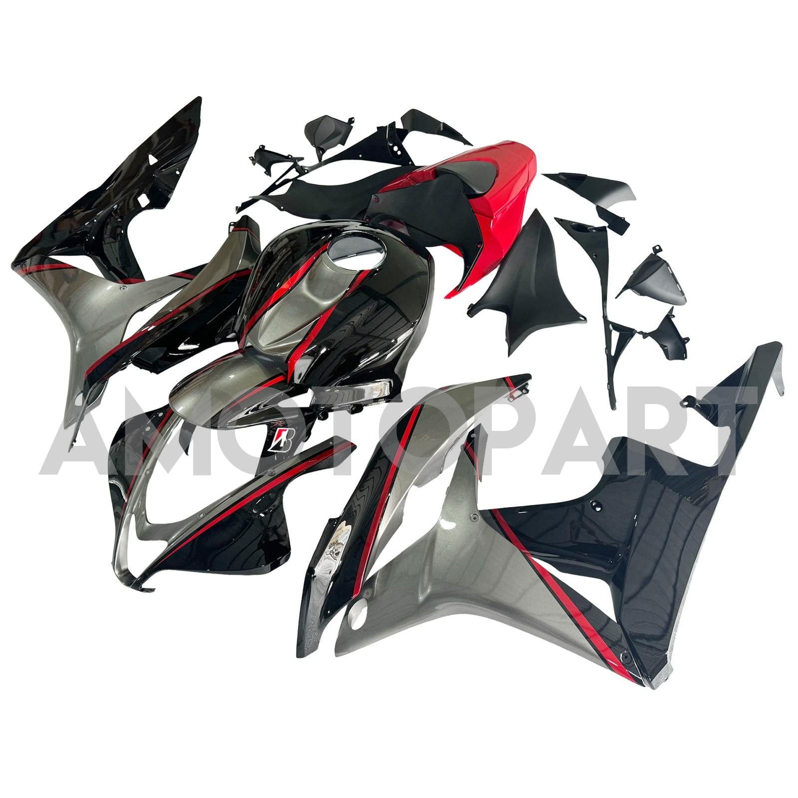 Amotopart 2007-2008 ホンダ CBR600RR レッドグレーブラックフェアリングキット
