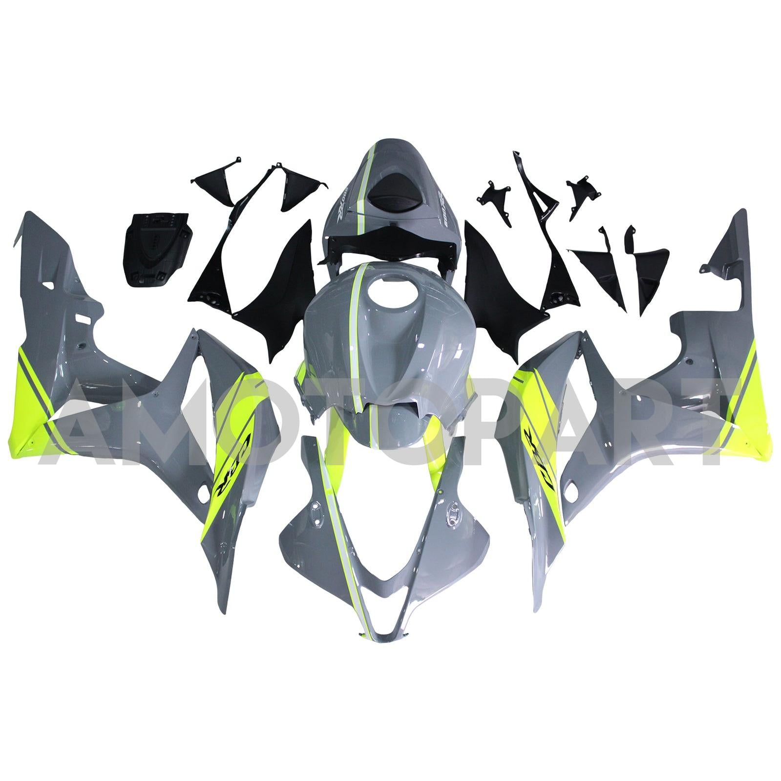 Amotopart 2007-2008 Honda CBR600RR Gray Yellow Fairing Kit