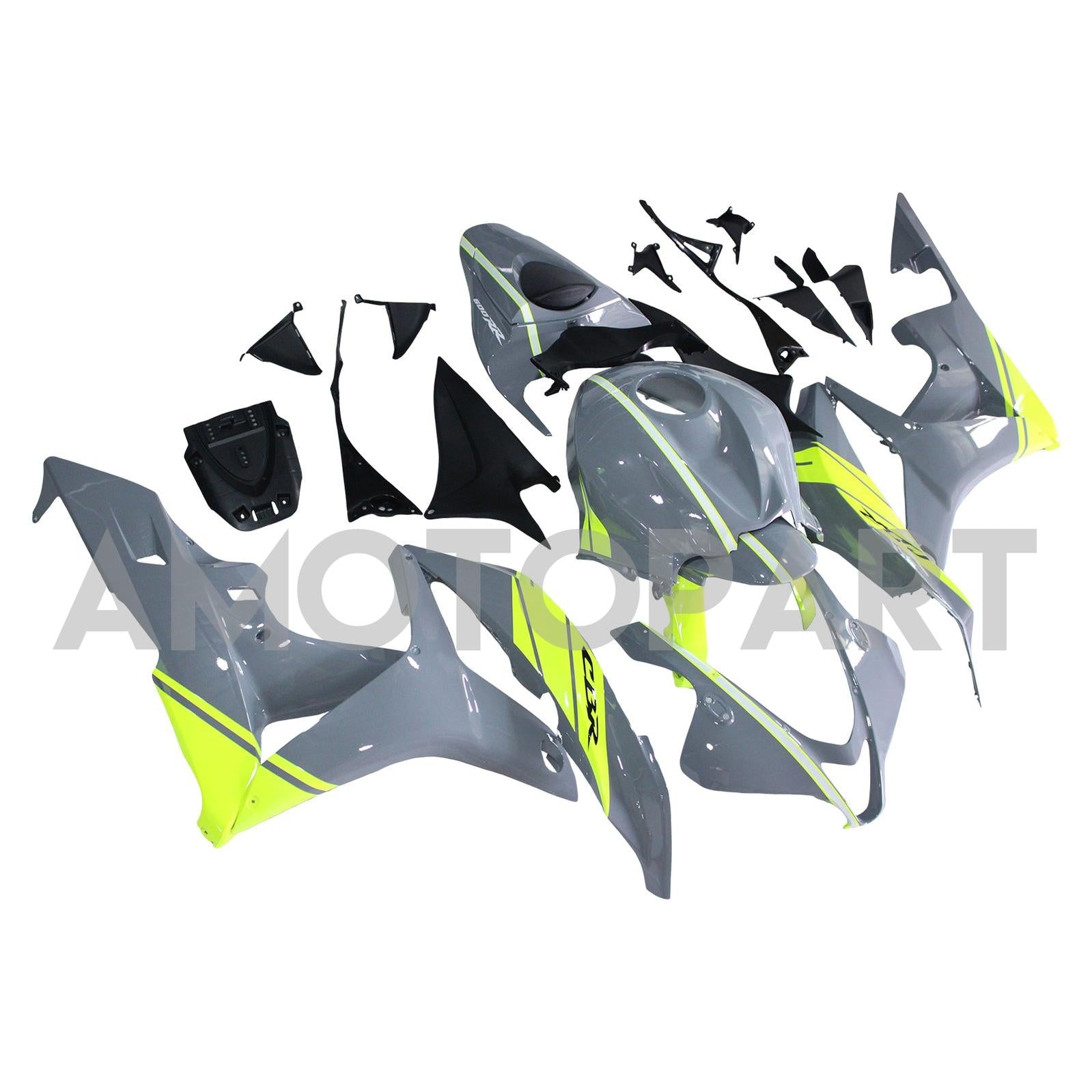 Amotopart 2007-2008 Honda CBR600RR Gray Yellow Fairing Kit