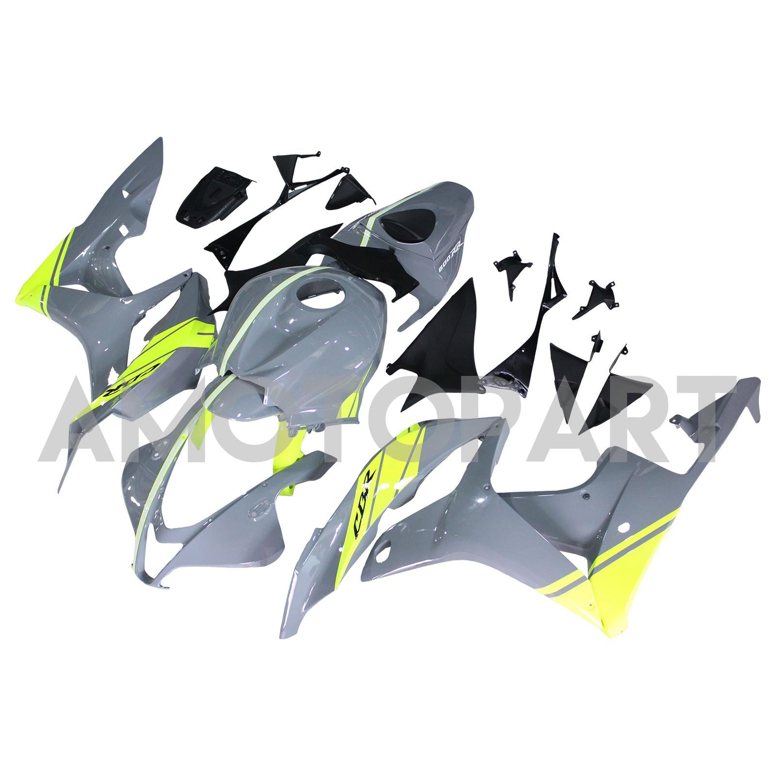 Amotopart 2007-2008 Honda CBR600RR Gray Yellow Fairing Kit