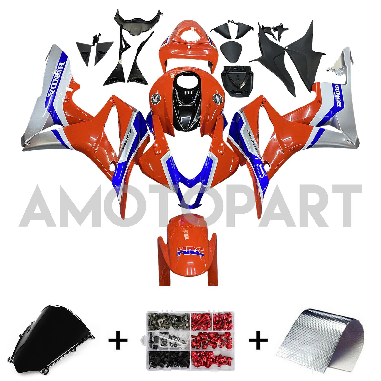 Amotopart 2007-2008 Honda CBR600RR Orange Blue White Fairing Kit
