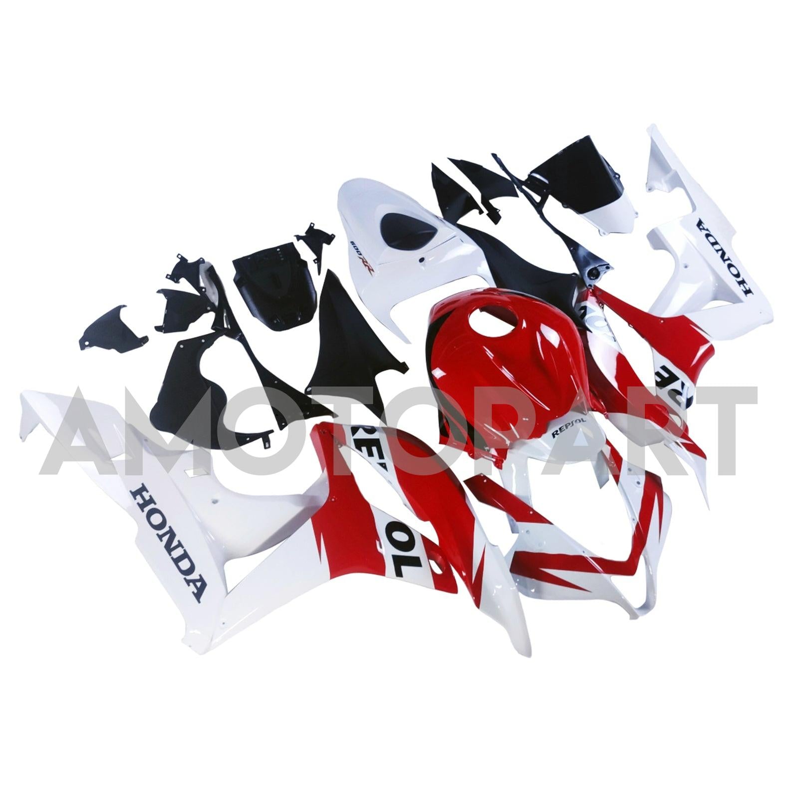 Amotopart 2007-2008 Honda CBR600RR Red White Fairing Zestaw