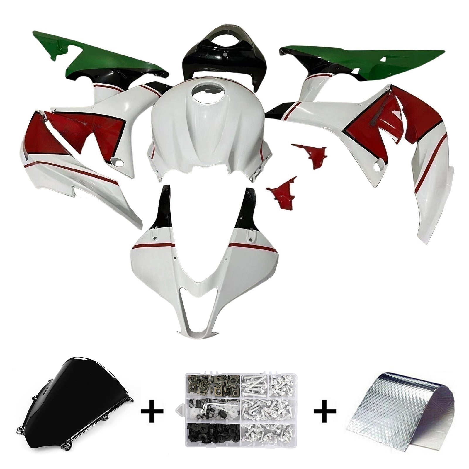 Amotopart 2007-2008 Honda CBR600RR Green&Red Fairing Kit
