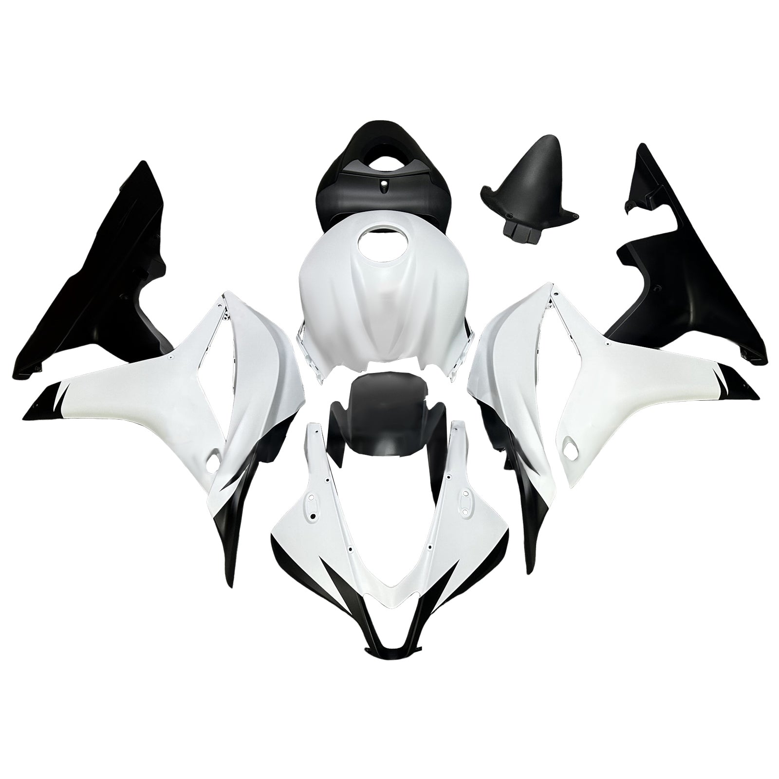 Amotopart 2007–2008 Honda CBR600RR Mattschwarz-weißes Verkleidungsset