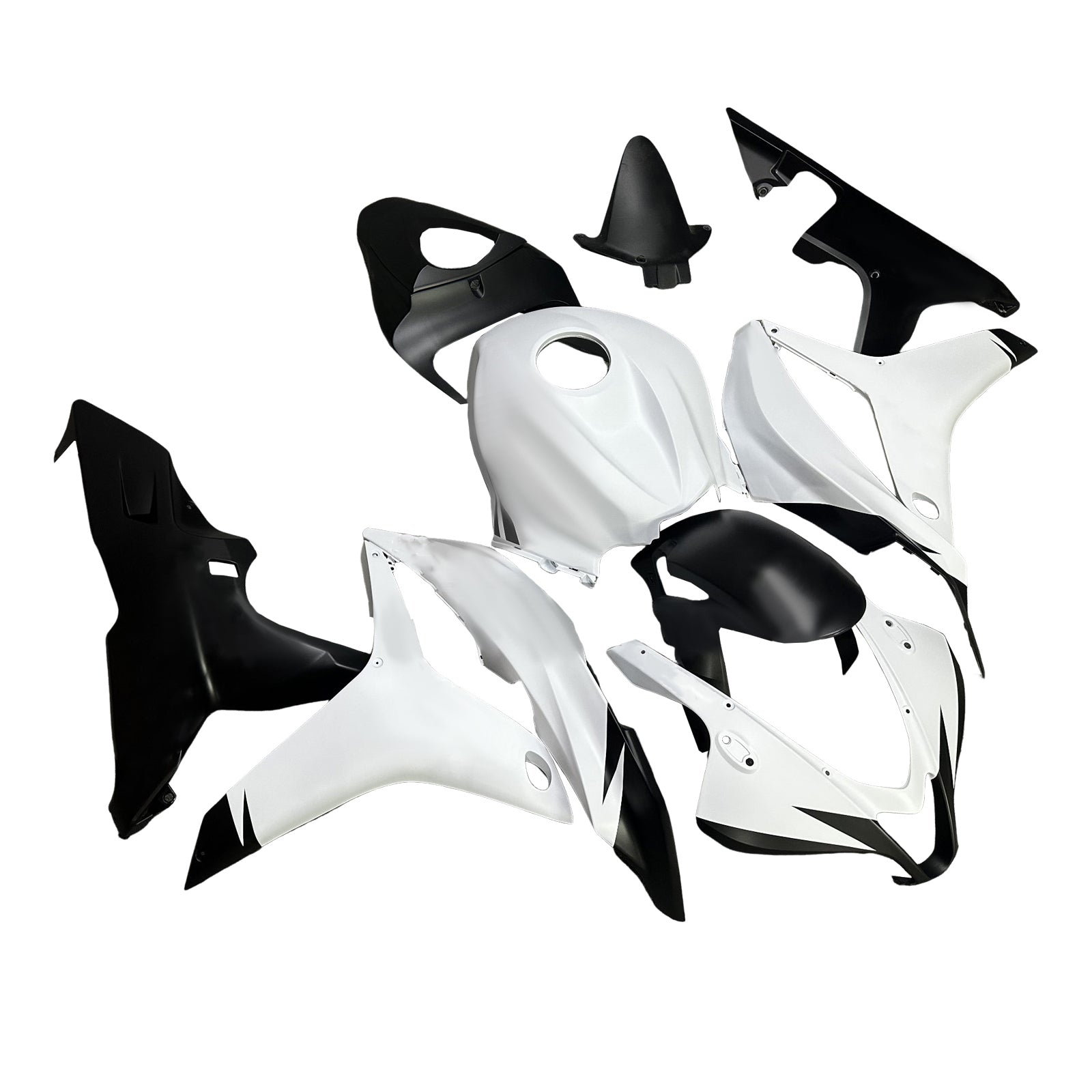Amotopart 2007–2008 Honda CBR600RR Mattschwarz-weißes Verkleidungsset