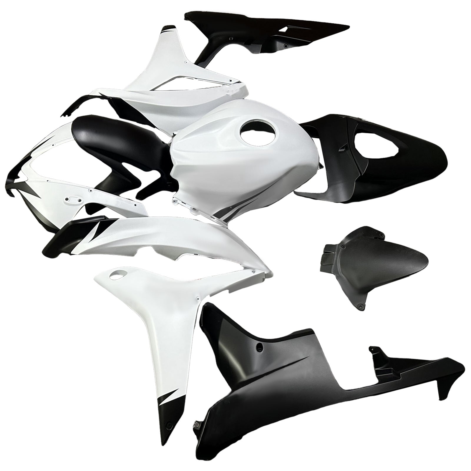 Amotopart 2007–2008 Honda CBR600RR Mattschwarz-weißes Verkleidungsset