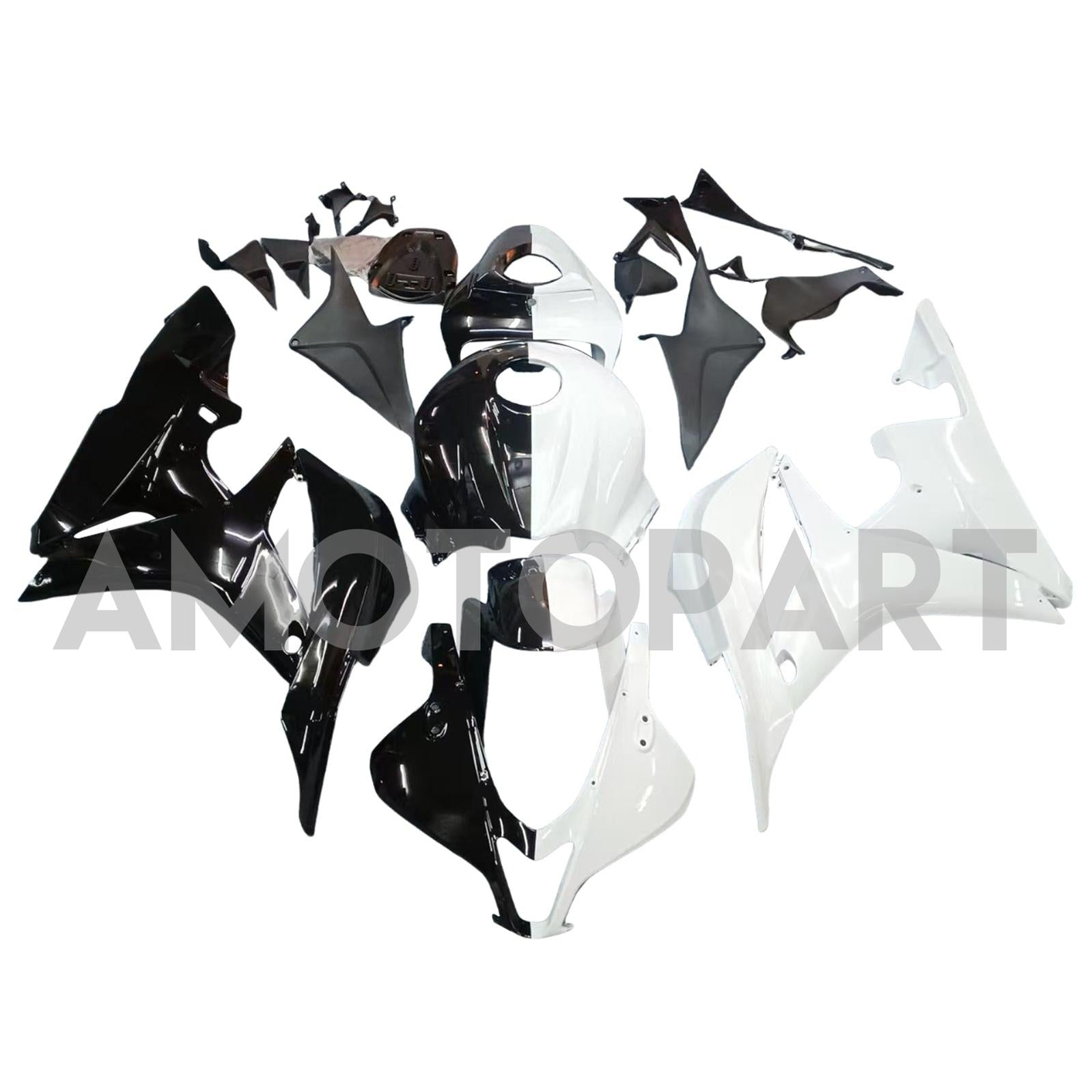 Amotopart 2007-2008 Honda CBR600RR Glossy Black White Fairing Kit