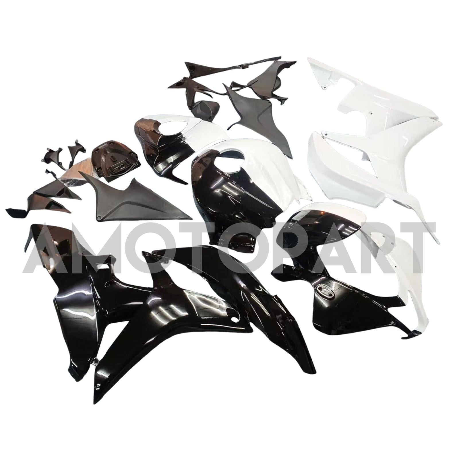 Amotopart 2007-2008 Honda CBR600RR Glossy Black White Fairing Kit