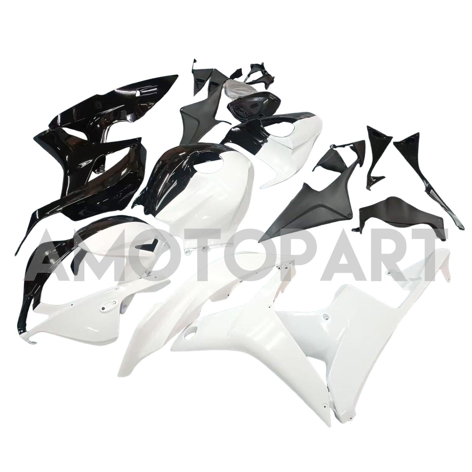 Amotopart 2007-2008 Honda CBR600RR Glossy Black White Fairing Kit
