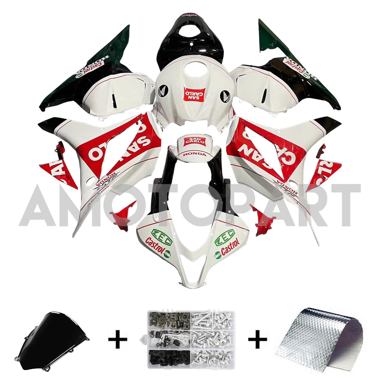 Amotopart 2009-2012 Honda CBR600RR White&Red Fairing Kit