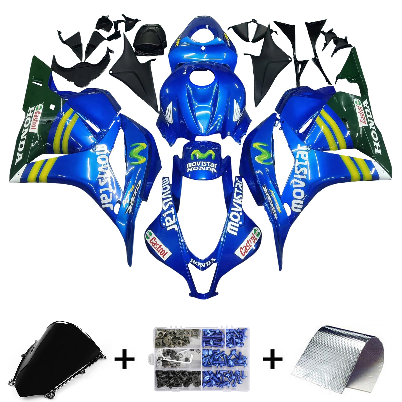 Amotopart 2009-2012 Honda CBR600RR Blue & Green Failing Kit