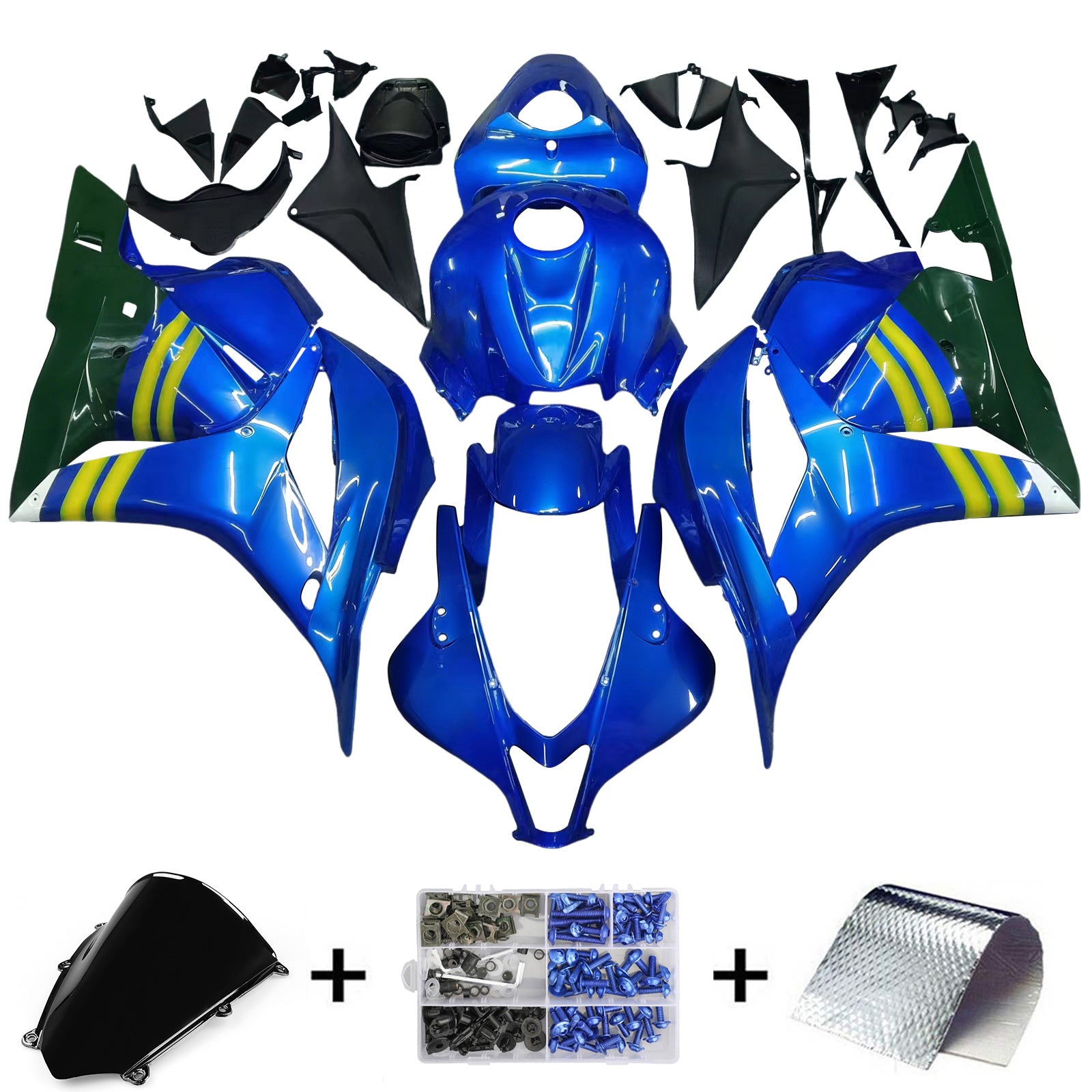 Amotopart 2009-2012 Honda CBR600RR Blue&Green Fairing Kit