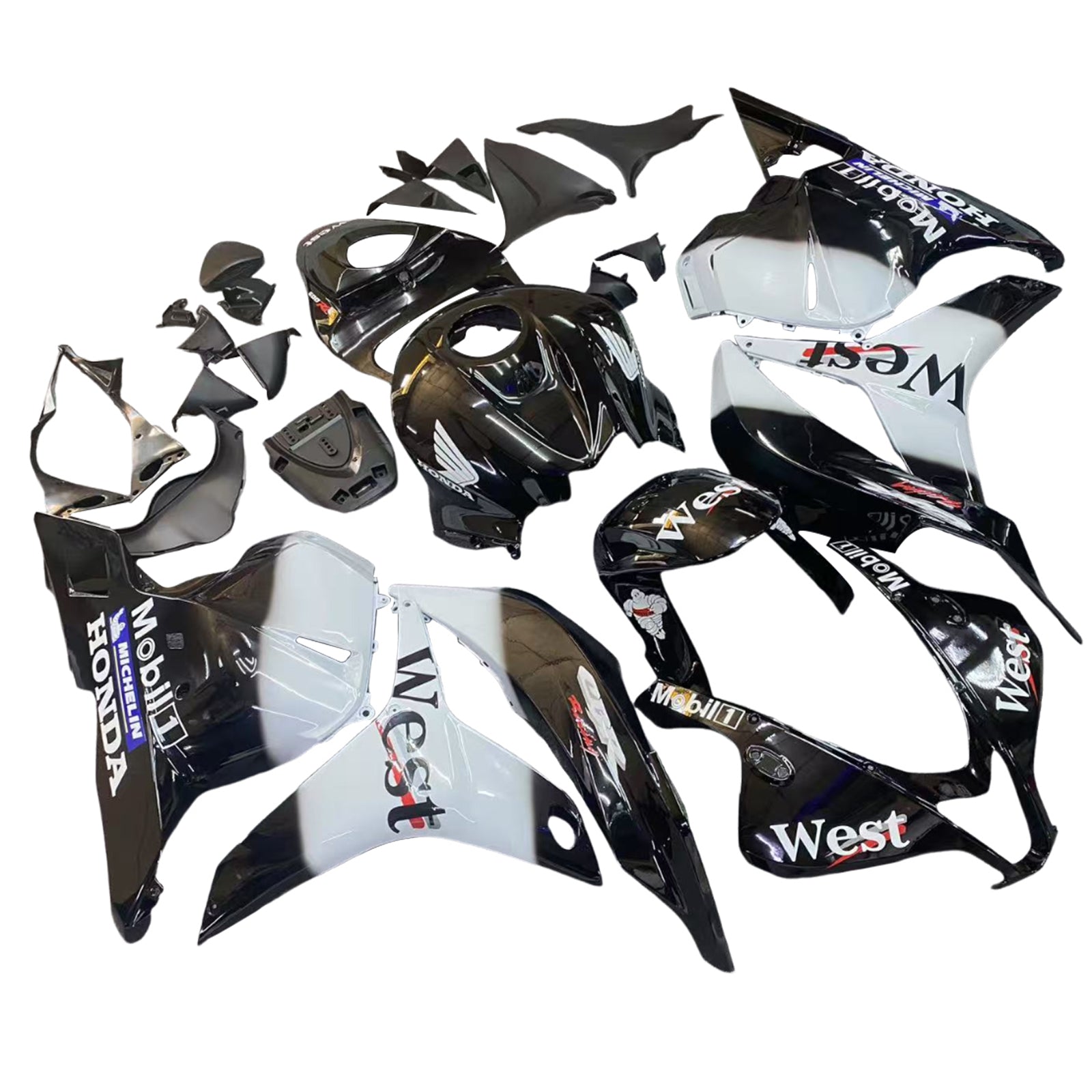 Amotopart 2009-2012 Honda CBR600RR White&Black Logos Fairing Kit