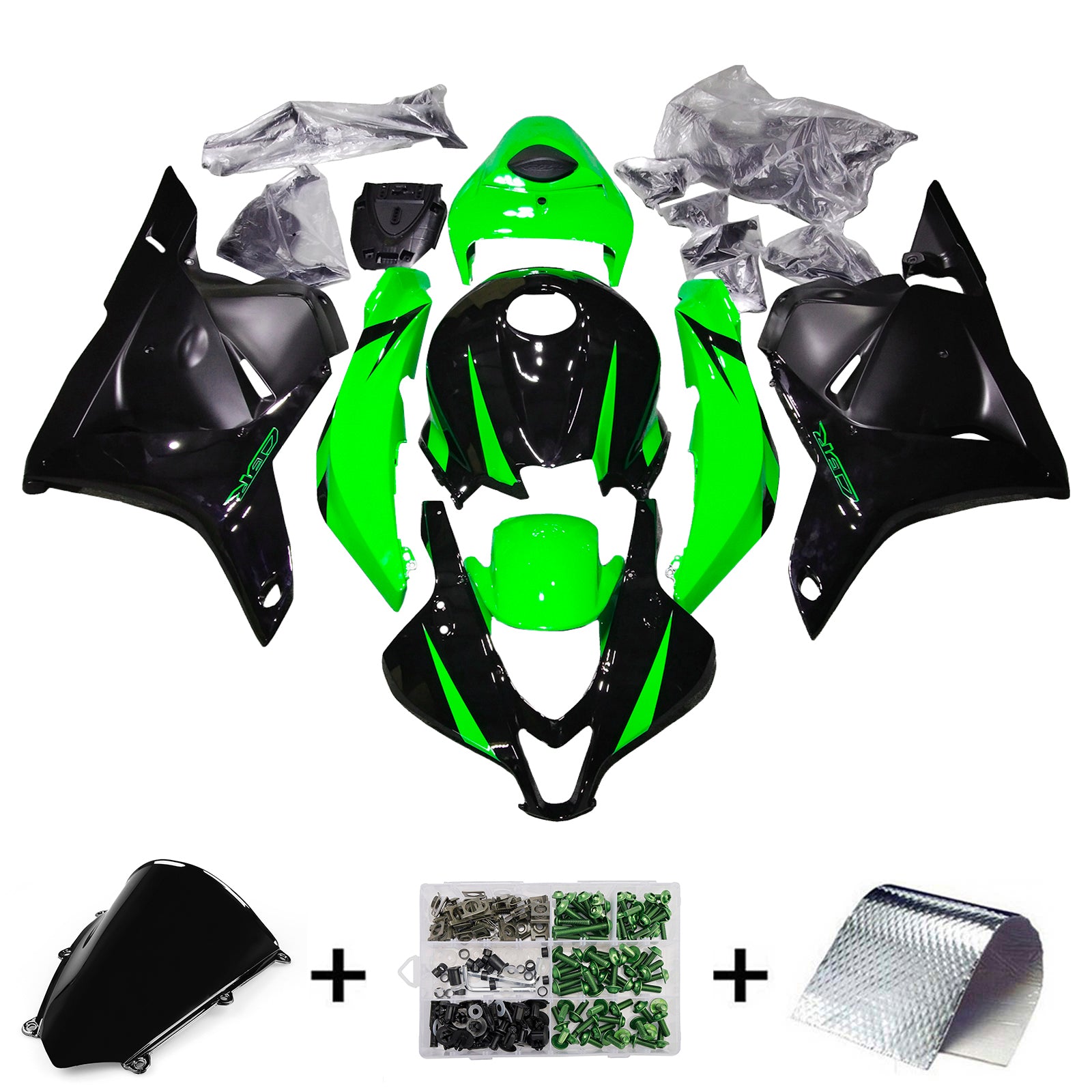 Amotopart 2009-2012 Honda CBR600RR Green&Black Fairing Kit