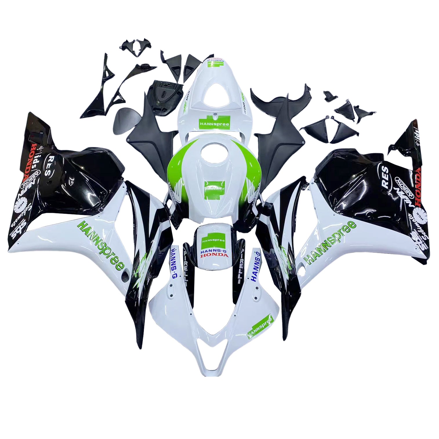 Amotopart 2009-2012 Honda CBR600RR Green&White Style1 Fairing Kit