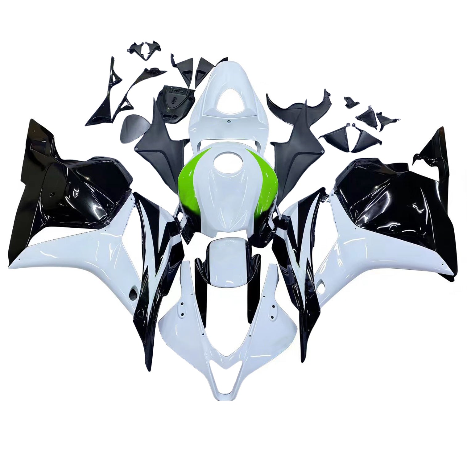 Amotopart 2009-2012 Honda CBR600RR Grün&Verkleidungssatz White Style1