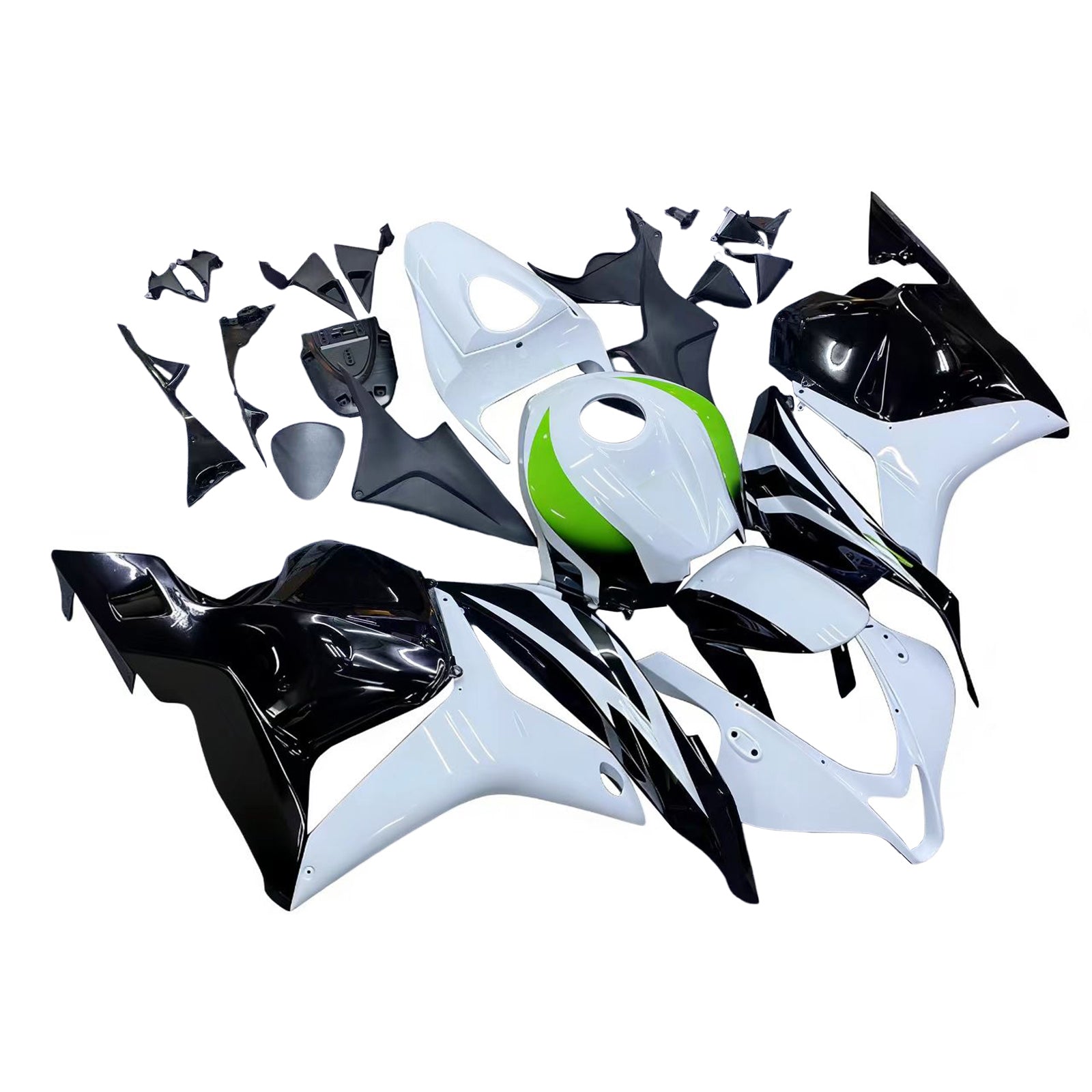 Amotopart 2009-2012 Honda CBR600RR Grün&Verkleidungssatz White Style1