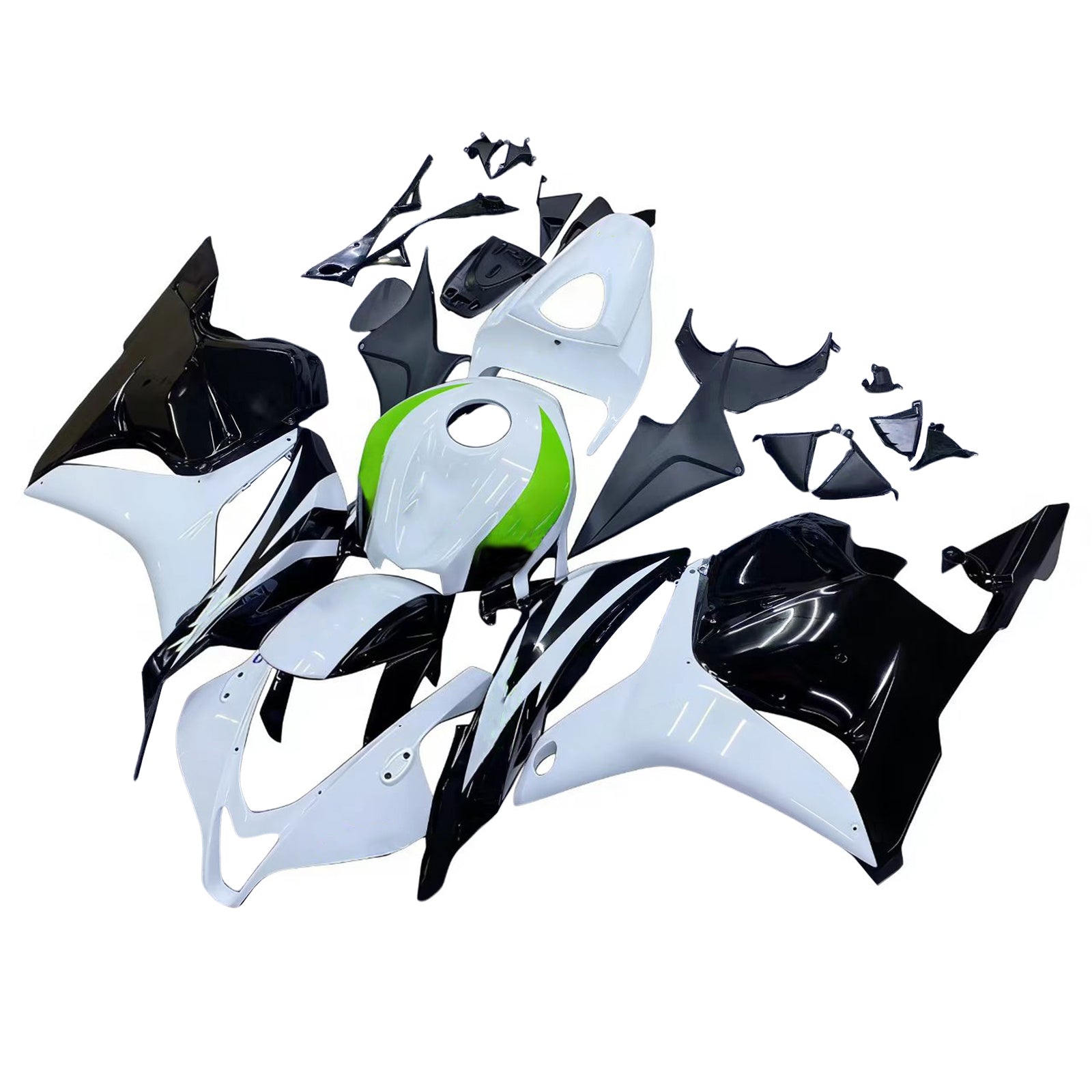 Amotopart 2009-2012 Honda CBR600RR Grün&Verkleidungssatz White Style1