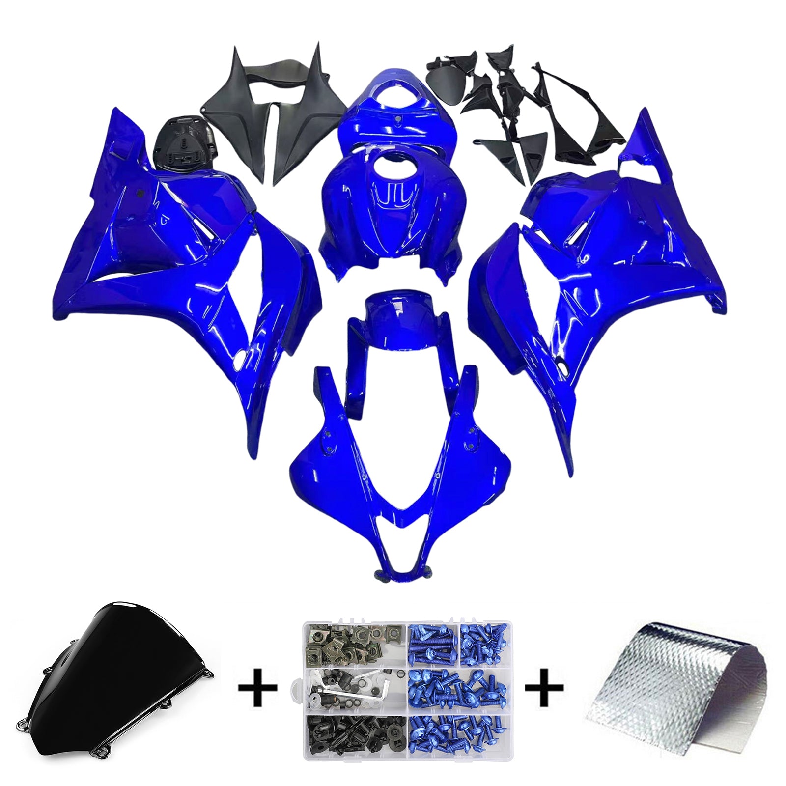 Amotopart 2009-2012 Honda CBR600RR Blue & Red Flame Fairing Kit