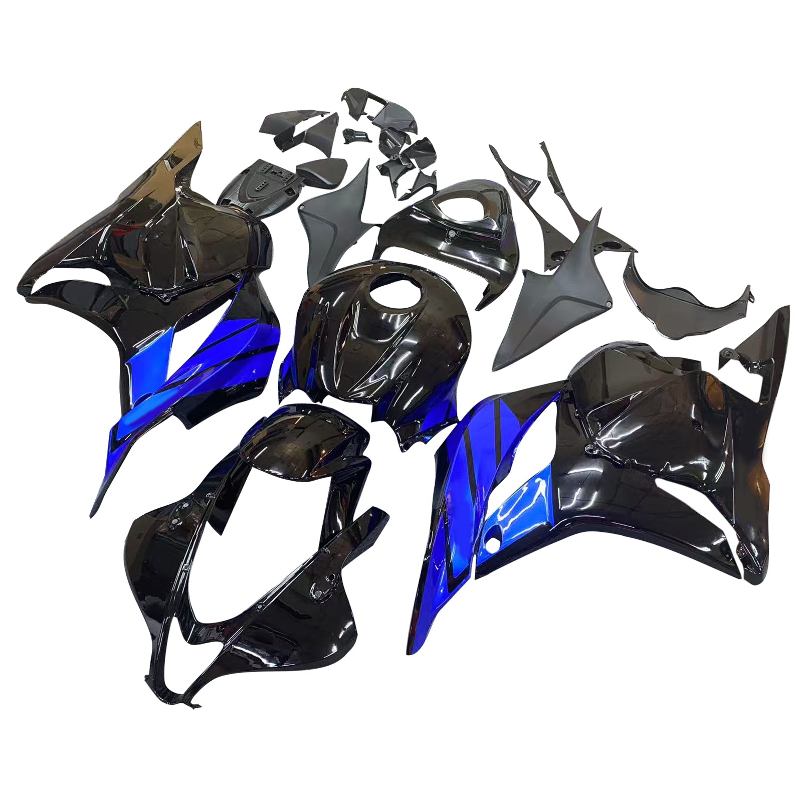 Amotopart 2009-2012 Honda CBR600RR Black & Kit de carénage bleu