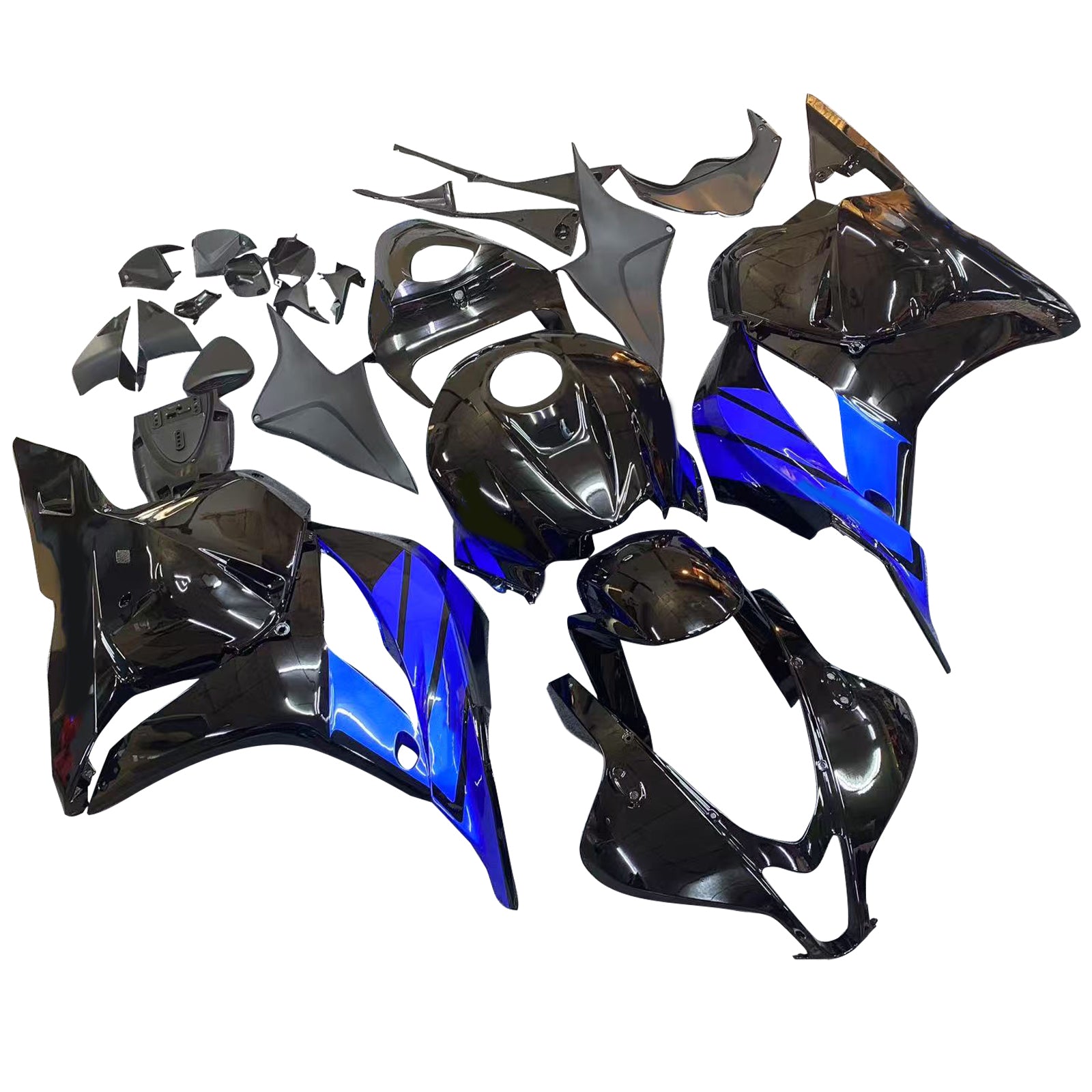 Amotopart 2009-2012 Honda CBR600RR Black & Kit de carénage bleu