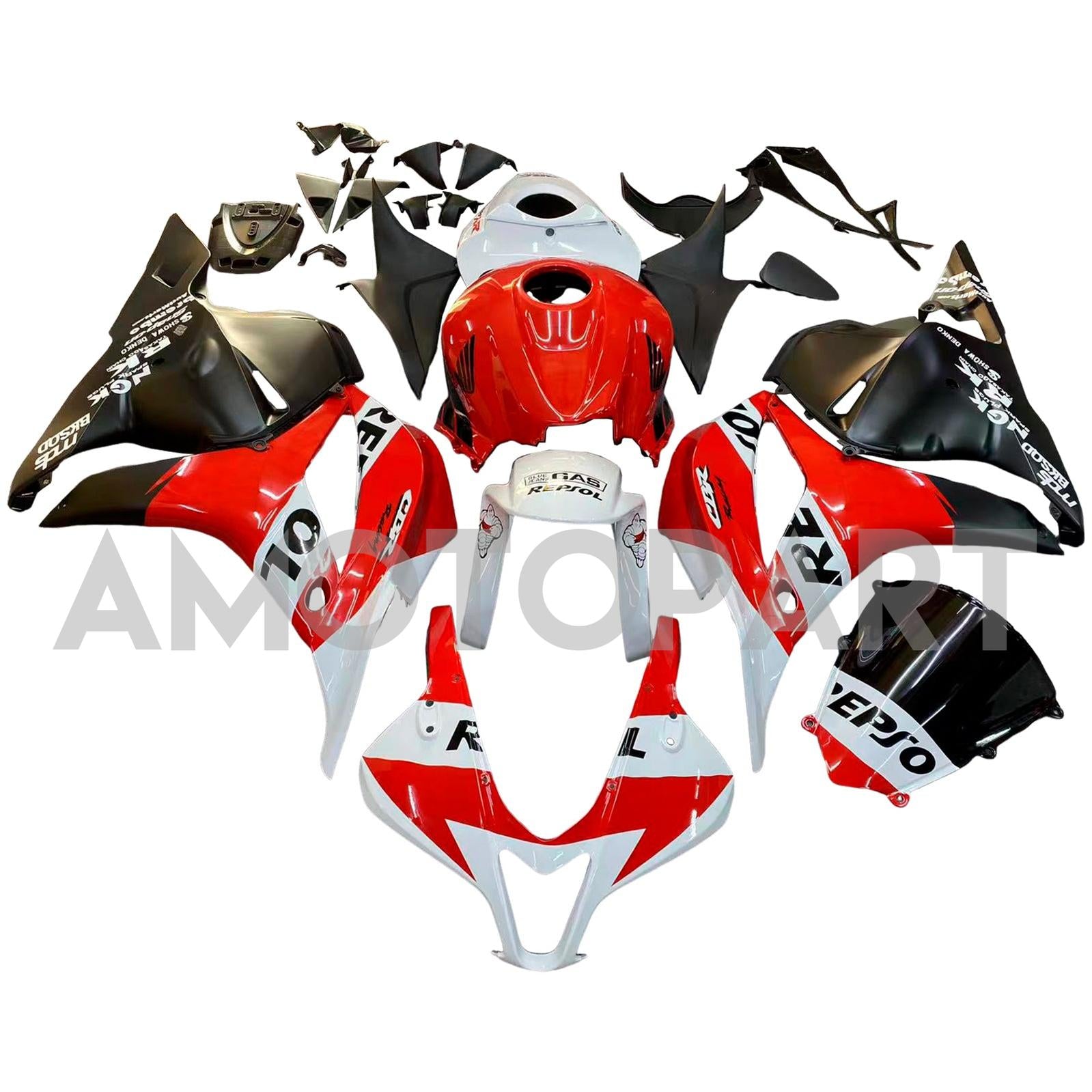 Amotopart 2009-2012 Honda CBR600RR White Red Fairing Kit