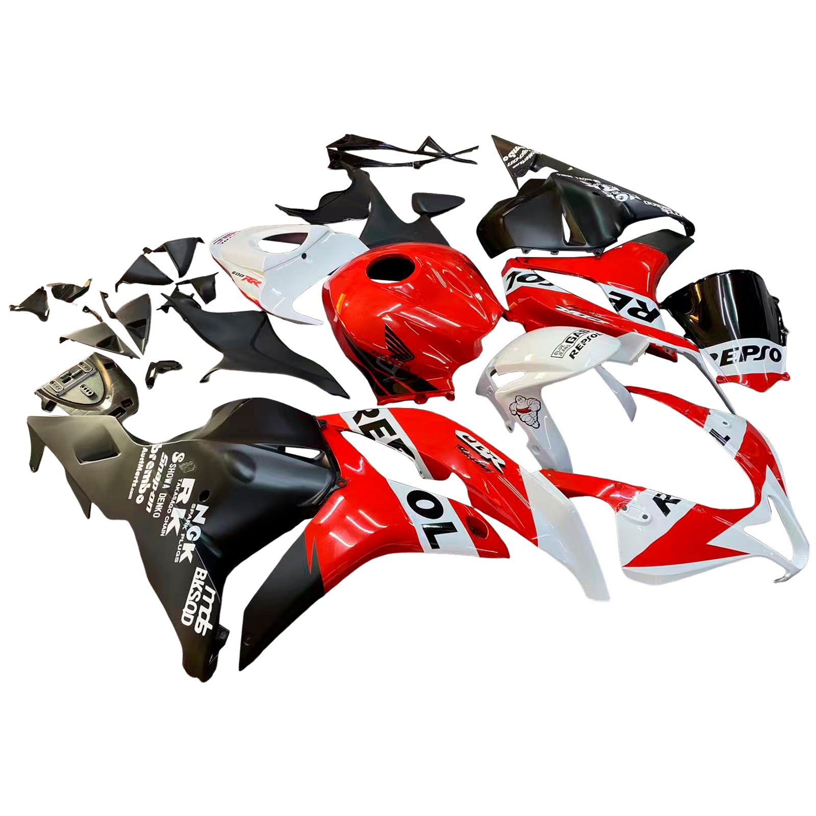 Amotopart 2009-2012 Honda CBR600RR White Red Fairing Kit