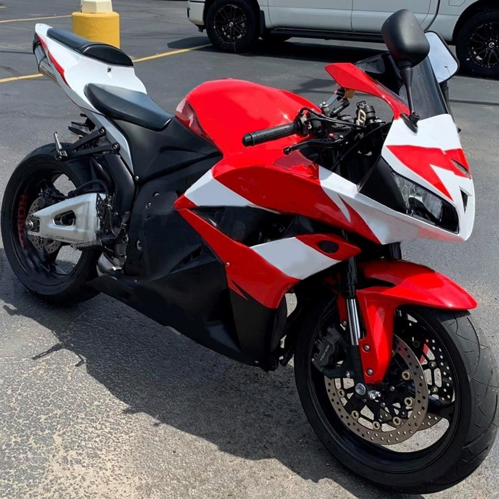 Amotopart 2009–2012 Honda CBR600RR Weiß-Rot-Verkleidungsset