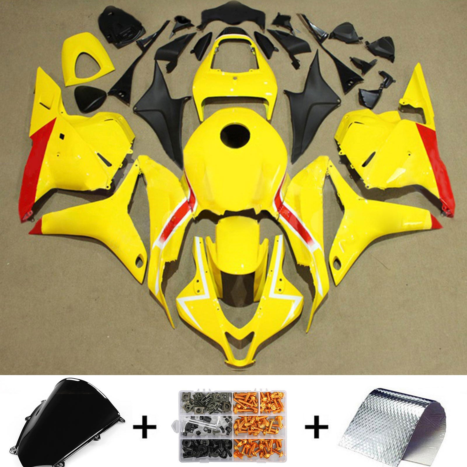 Amotopart 2009-2012 Honda CBR600RR Yellow Red Fairing Kit