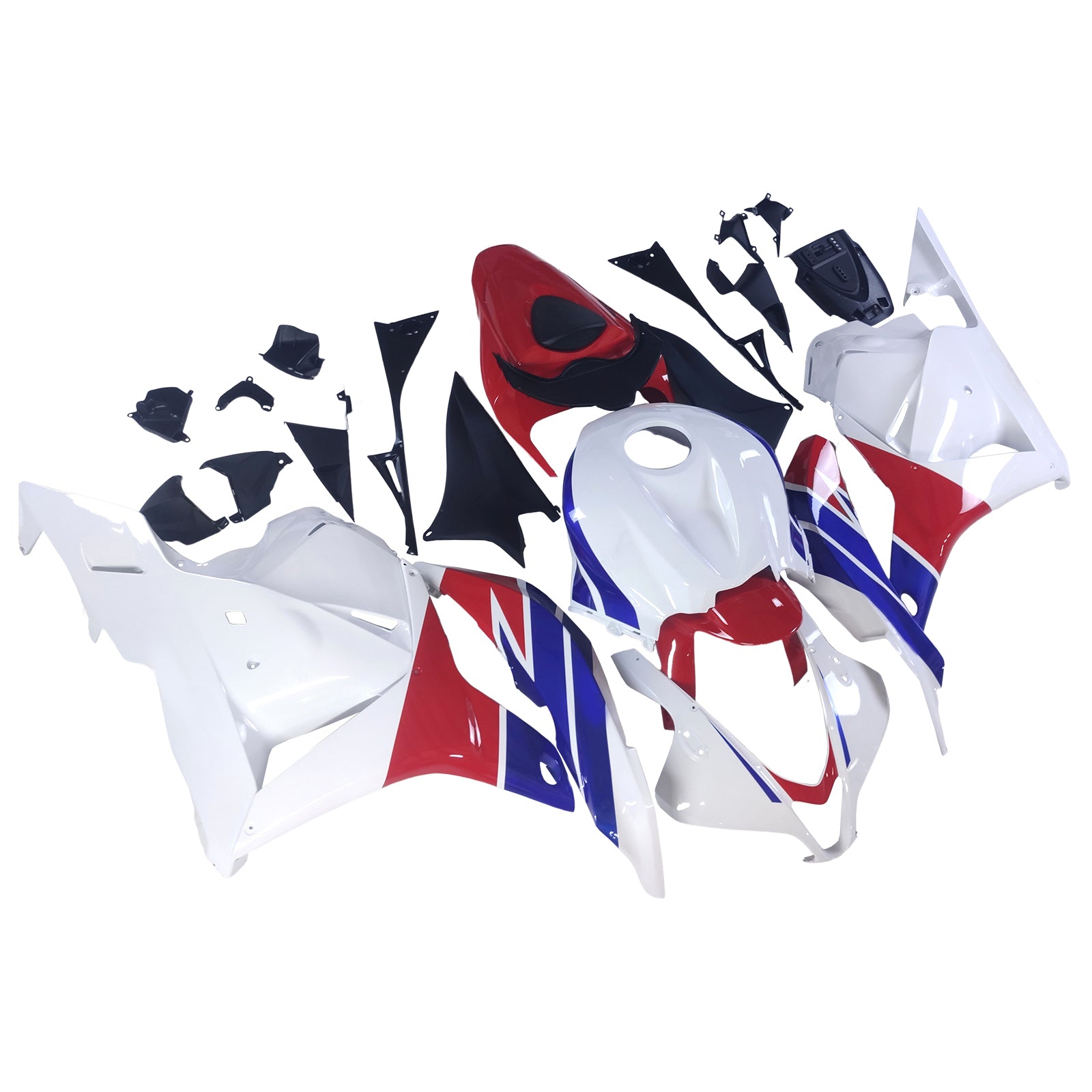Amotopart 2009-2012 Honda CBR600RR Kit de carénage blanc rouge bleu