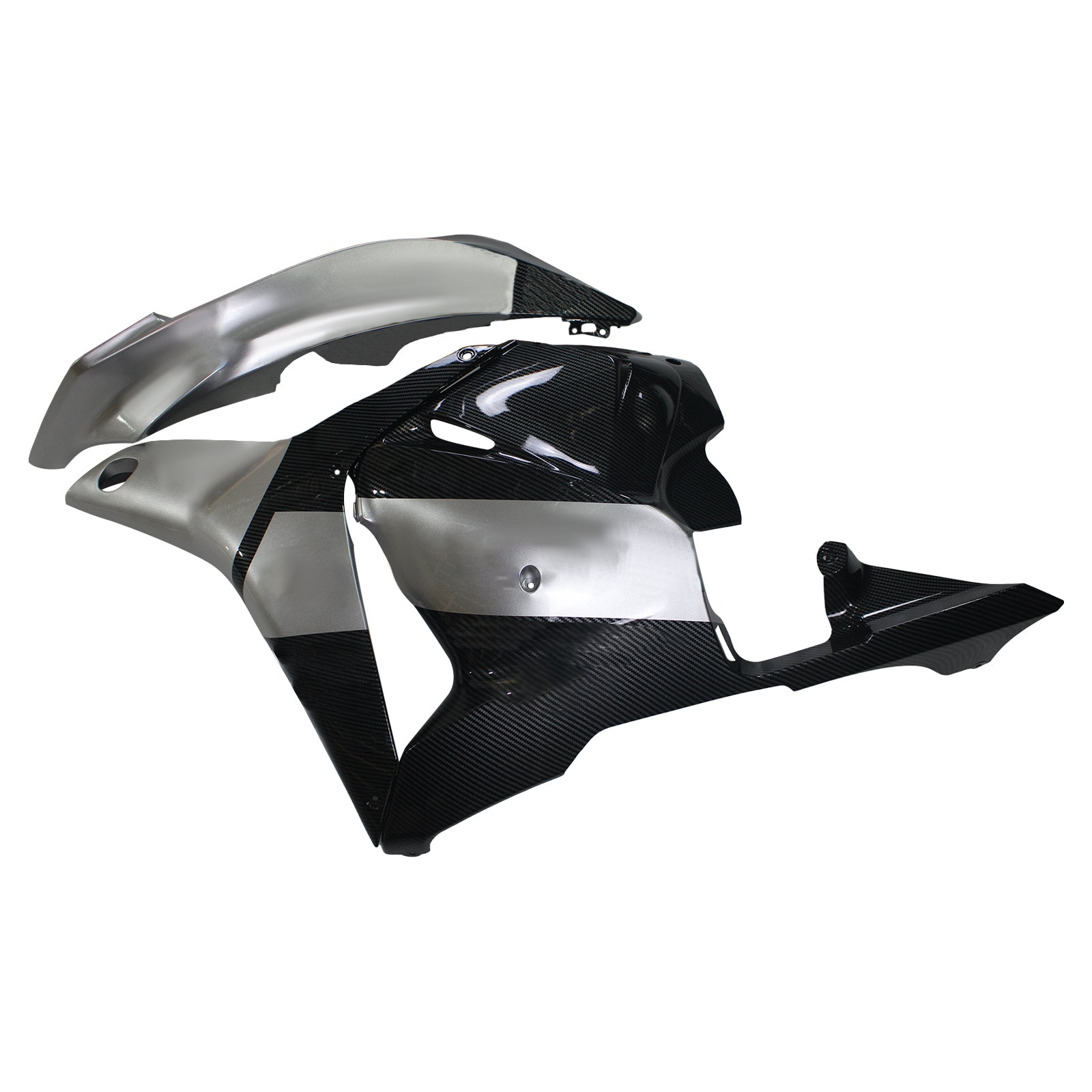 Amotopart 2009–2012 Honda CBR600RR Carbon Fiber Black White Letter Fairing Kit
