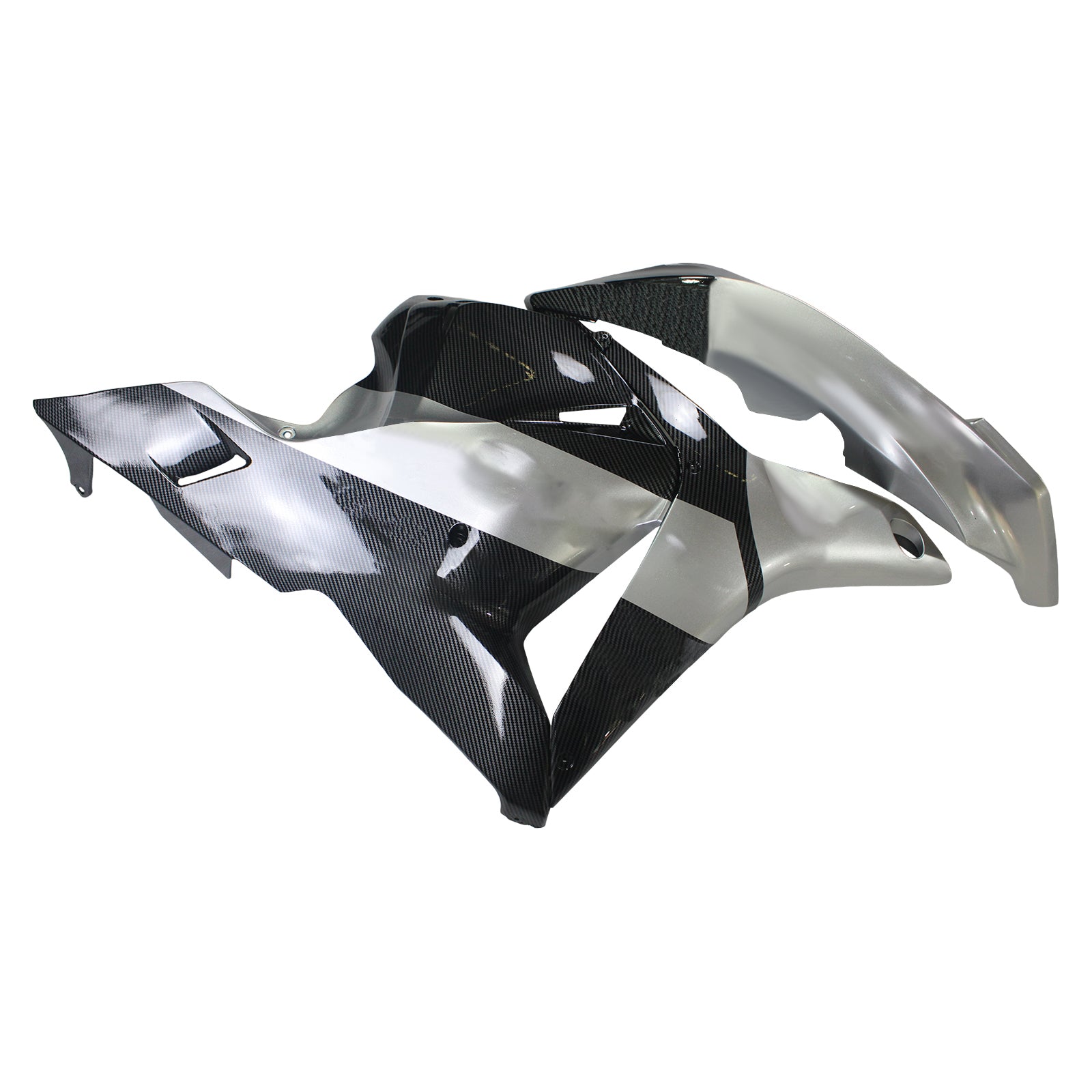 Amotopart 2009–2012 Honda CBR600RR Carbon Fiber Black White Letter Fairing Kit
