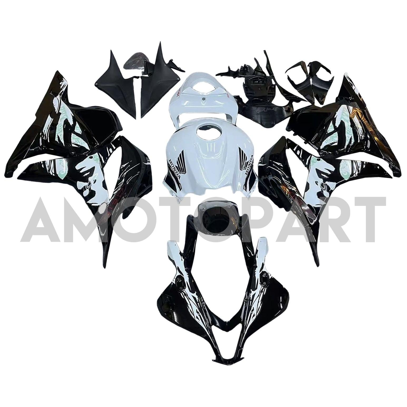 Amotopart 2009-2012 Honda CBR600RR Black White Fairing Kit