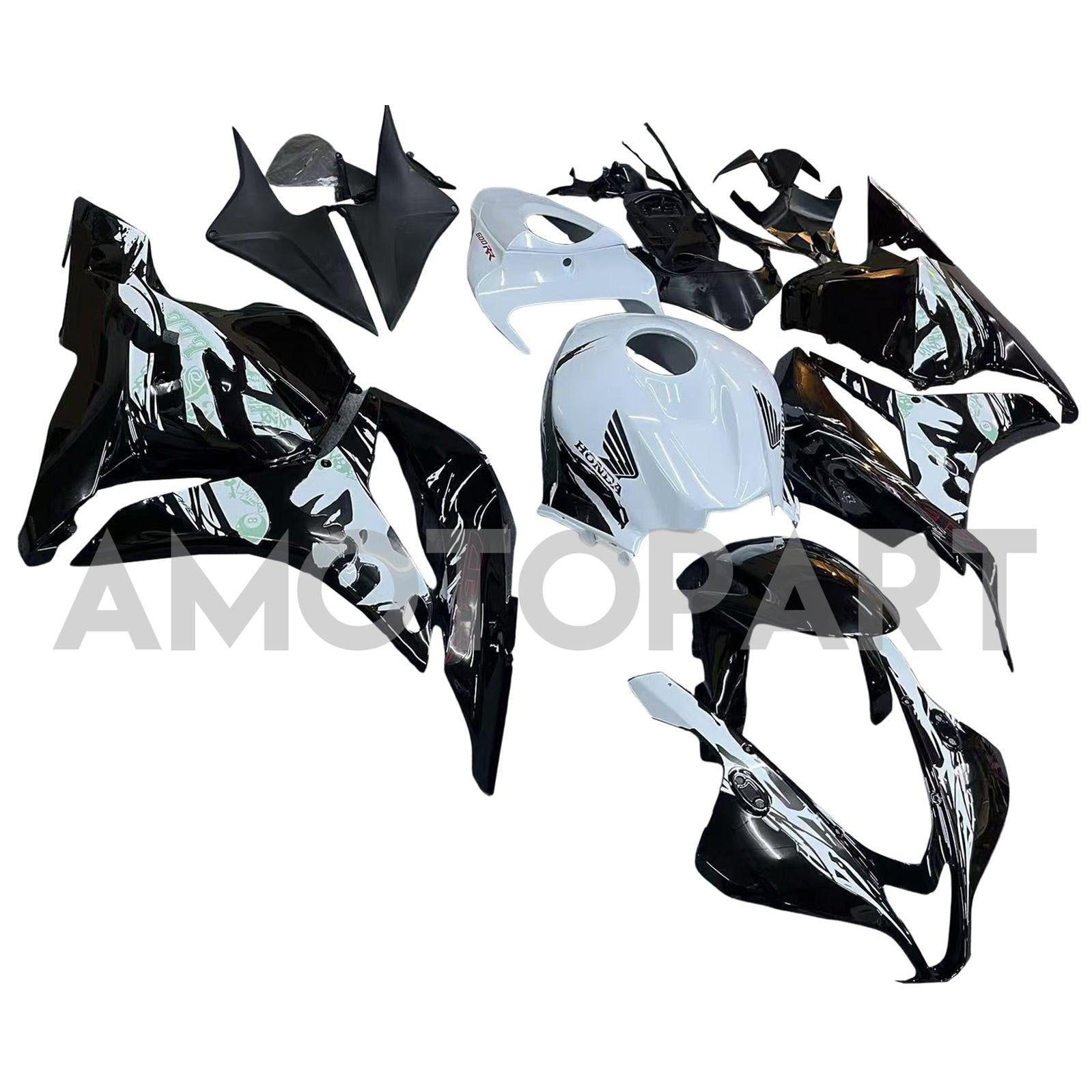 Amotopart 2009-2012 Honda CBR600RR Black White Fairing Kit