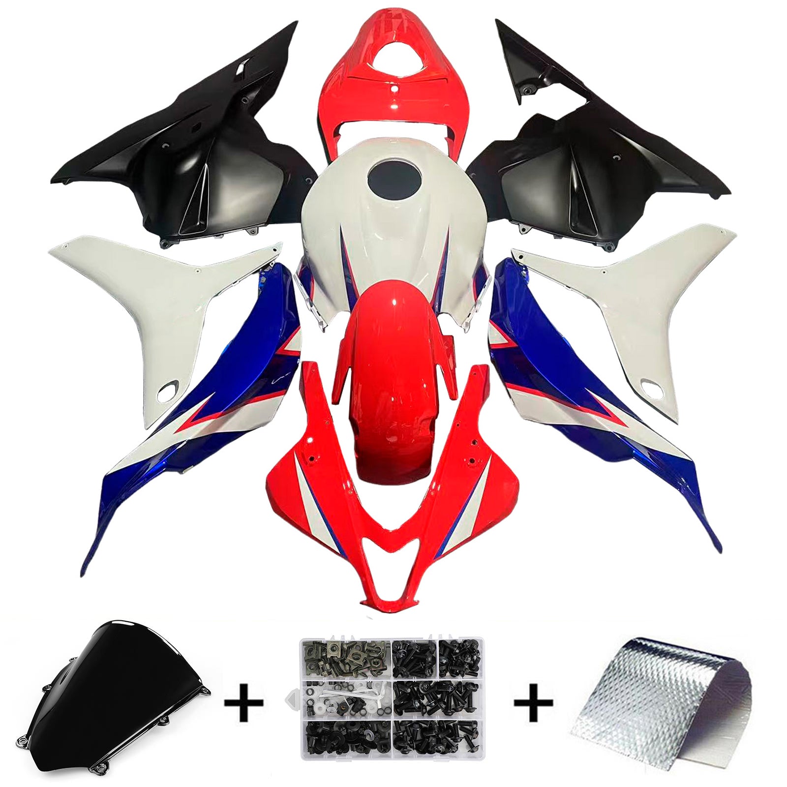 Amotopart 2009-2012 ホンダ CBR600RR ホワイト レッド ブルー フェアリングキット