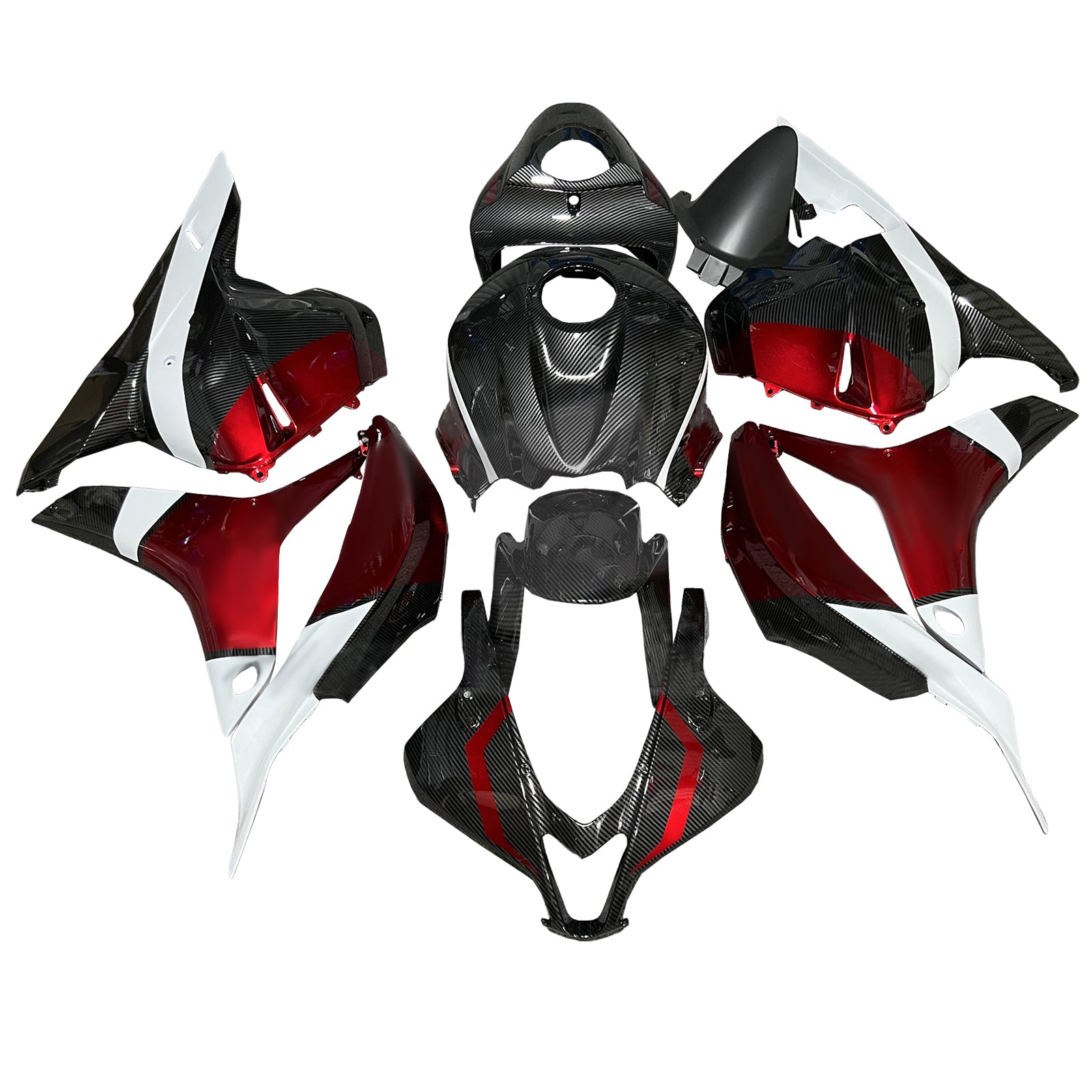 Amotopart 2009-2012 Honda CBR600RR Carbon Fiber Pattern White Fairing Kit
