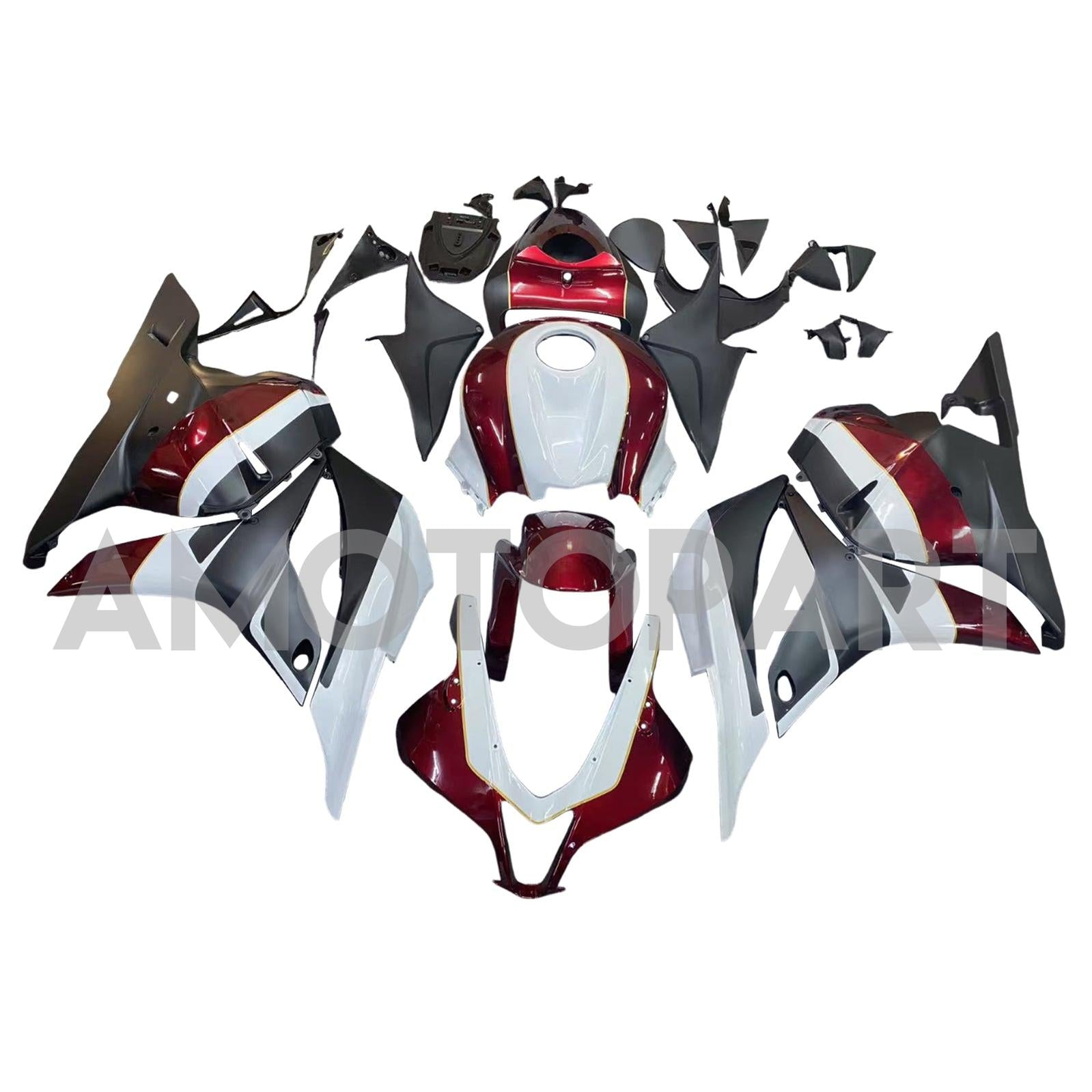 AMOTOPART 2009-2012 Honda CBR600RRブラックホワイトダークレッドフェアリングキット